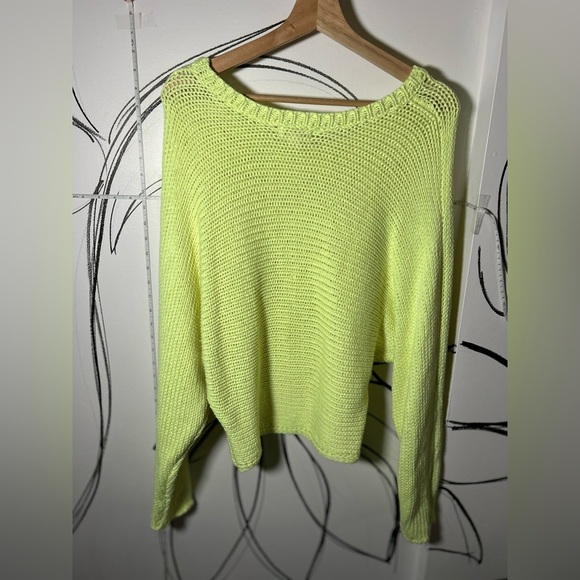 Rag Poets Neon Yellow Oversized Drop Shoulder Knit Sweater, Size Small - Picture 7 of 10